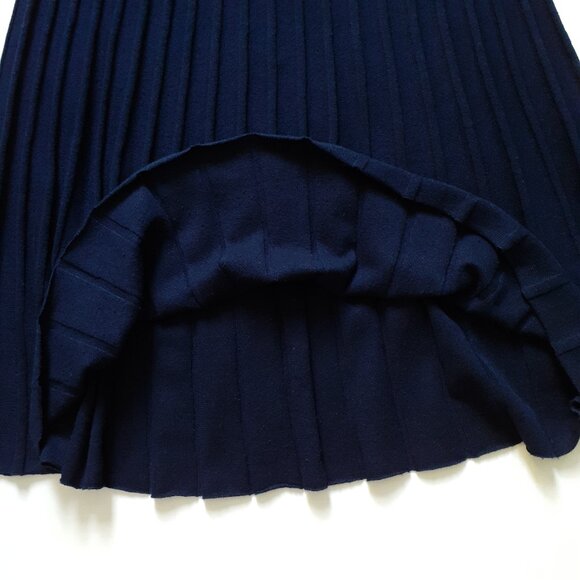 Pure Collection Silk Cashmere Tonal Stripe Midi Skirt Navy Blue Size M - Picture 7 of 10
